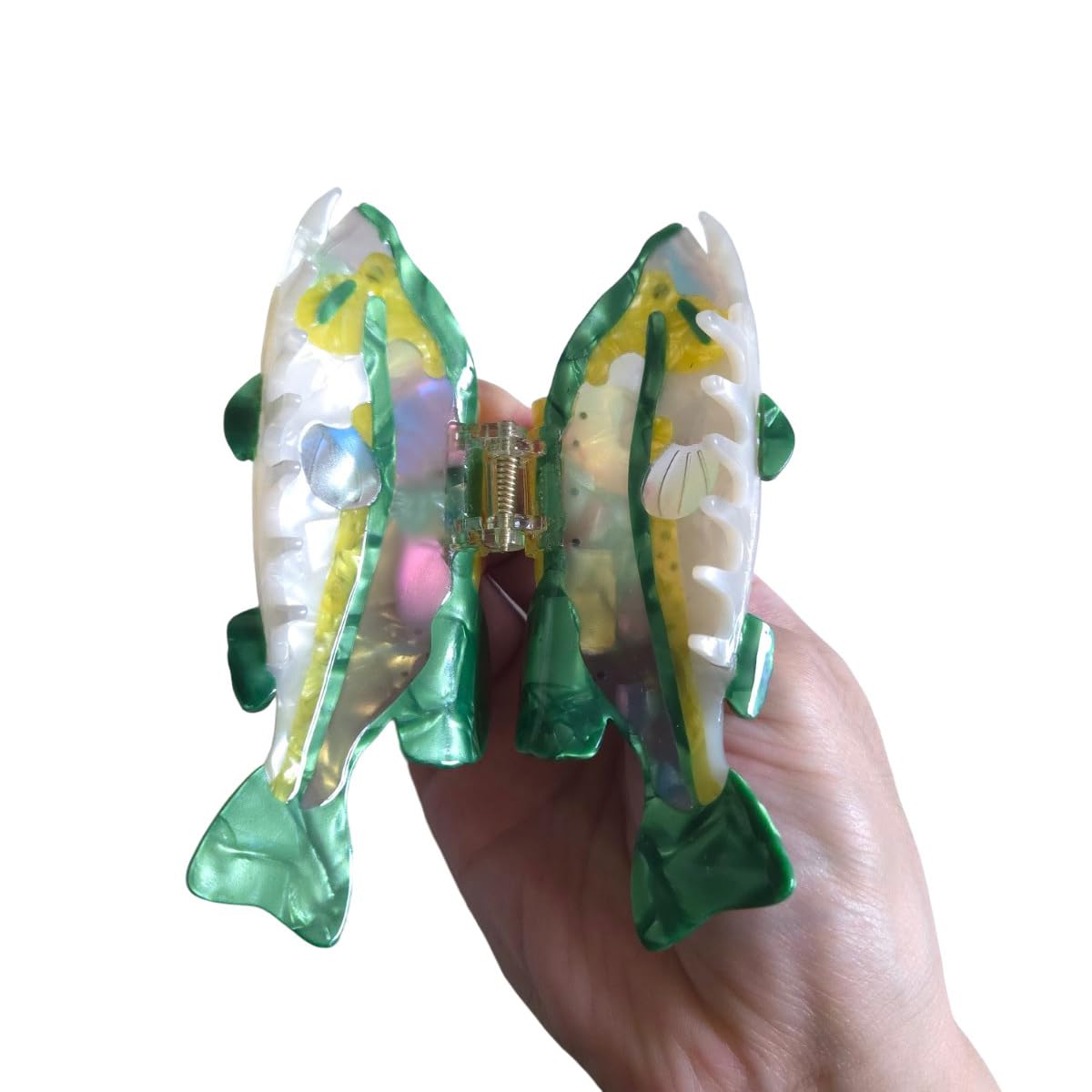 Sea Creature Hair Clip Big Green Bass Acetate Claw for Women Gift Amazon.com: Novelty Largemouth Bass Fish Hair Clip,Acetate  main image 4