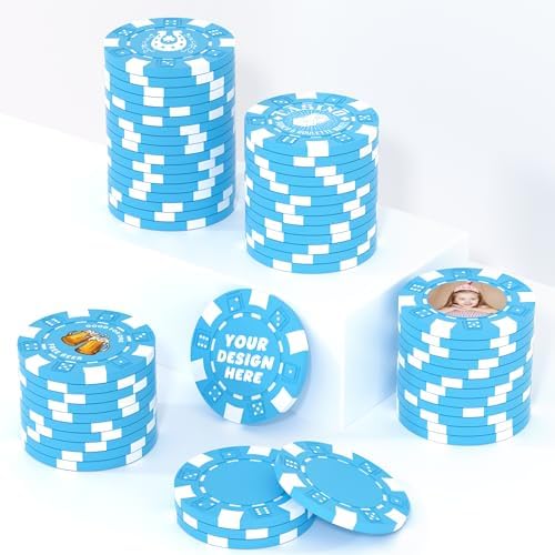 50 Custom Clay Poker Chips for 13 Colors, 40mm Heavy 11.5g Casino...