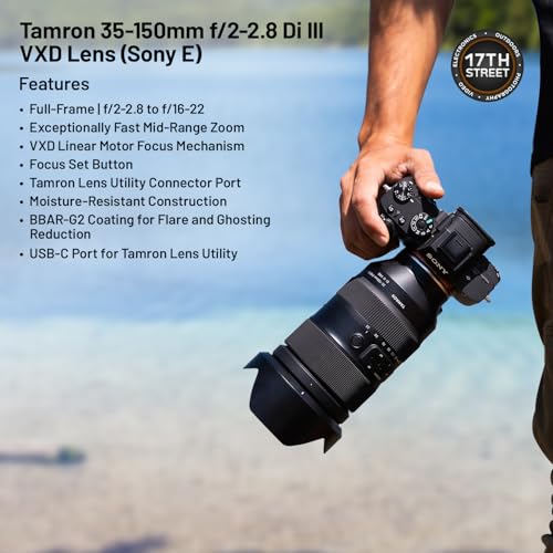 Image of Tamron 35-150mm f /2-2.8 Di III VXD Lens (Sony E) with Fast All-in-One Zoom Range, 64GB Extreme PRO SDXC Memory Card with 200MB /s Read Speed, Tiffen 82mm UV Filter & Camera Backpack Bundle Kit