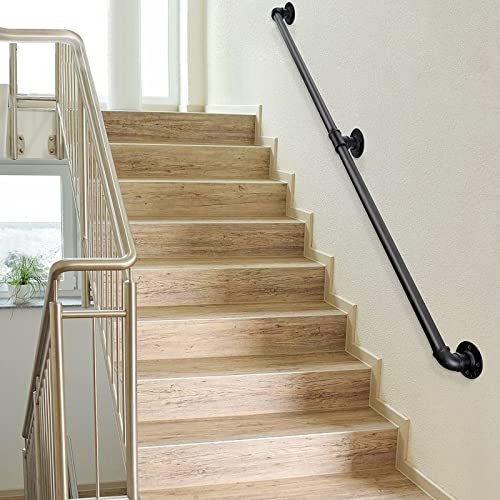 Rampe extérieure en bois et garde-corps en métal pour marches de jardin