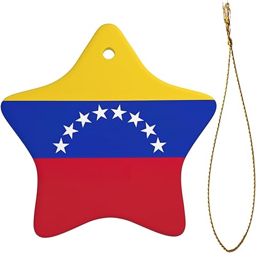 Miniatura 2 de Flag of Venezuela Print Xmas Ornaments Crafts Star Shaped Porcelain Christmas Tree Decorations Home Office