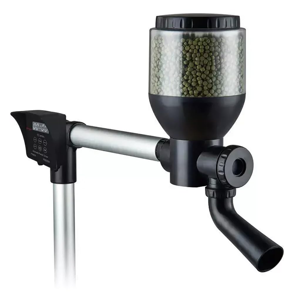 TsoLay Mangiatoia Automatica per Pesci, Dispenser Automatico per Mangime per Pesci da 5,5 L con Controller Display LCD, Design Impermeabile, Alimentazione Temporizzata e Razionata, per Laghetto