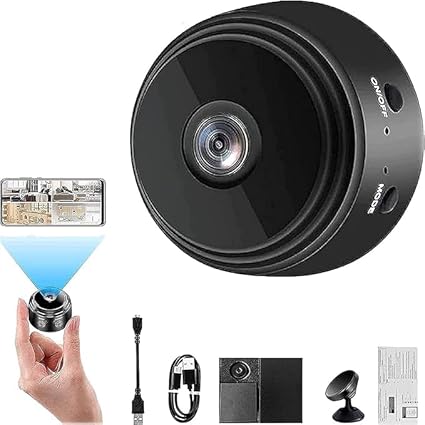 Bitrexup CCTV Security System A9 High HD Focus Indoor Security Camera with Motion Detection Alert Type - Black (Mini Camera Black)