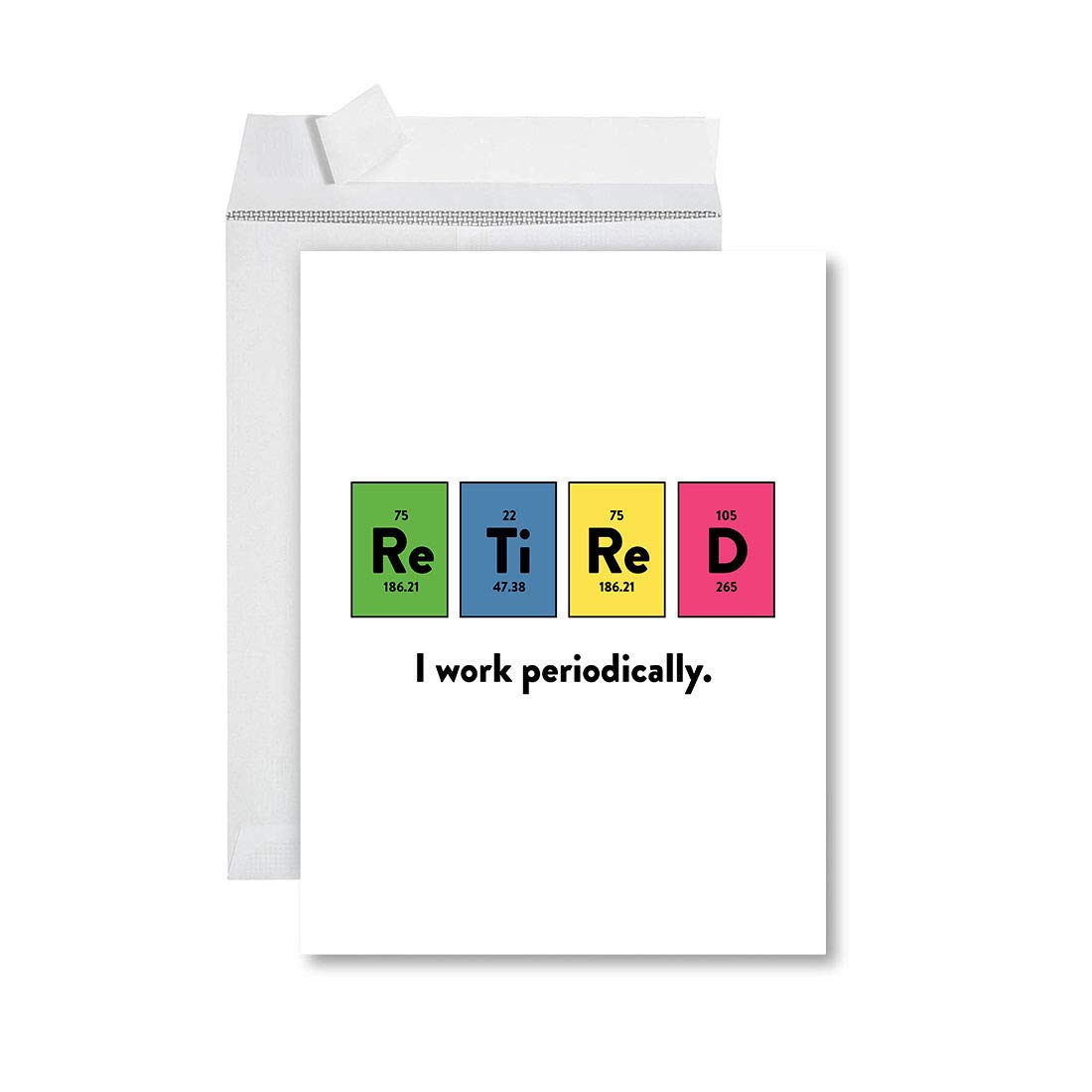 Andaz Press Funny Jumbo Retirement Card With Envelope 8.5 x 11 inch, Greeting Card, Periodic Table Retired, Scientist, Teacher, Professor