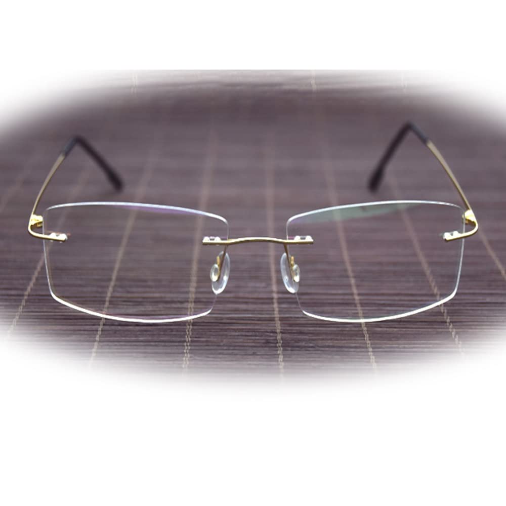 FREAZE Occhiali da lettura ultraleggeri fotocromatici occhiali da lettura senza viti, per uomo e donna, senza bordo, multifocus 1.0X-3.0X (colore oro, dimensioni: 1.75x)