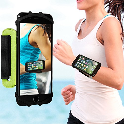 VUP Wristband Phone Holder for iPhone Xs Xs Max XR X 8 8 Plus 7 7 Plus 6S 6 5S Samsung Galaxy S9 S8 Plus S7 Edge, Google Pixel, 180° Rotatable, Great for Hiking Biking Walking Running Armband (Green)