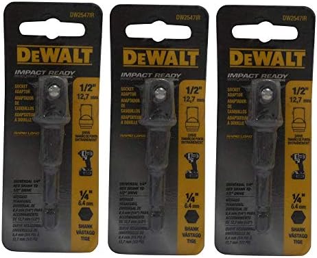 DeWalt DW2547IR 1/4-Inch Hex Shank to 1/2-Inch Impact Ready Socket Adaptor (3)