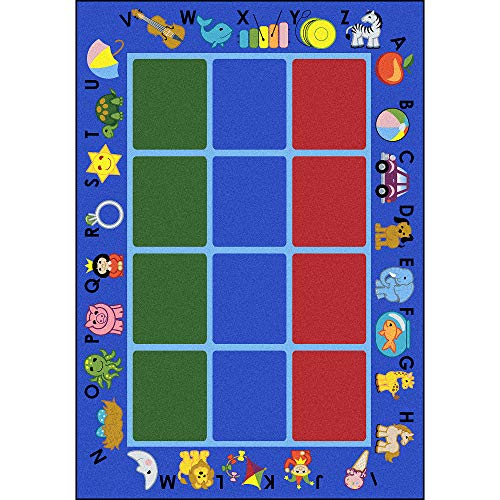 Joy Carpets Alphabet Phonics Area Rug in Color Blue, 5'4" x 7'8"