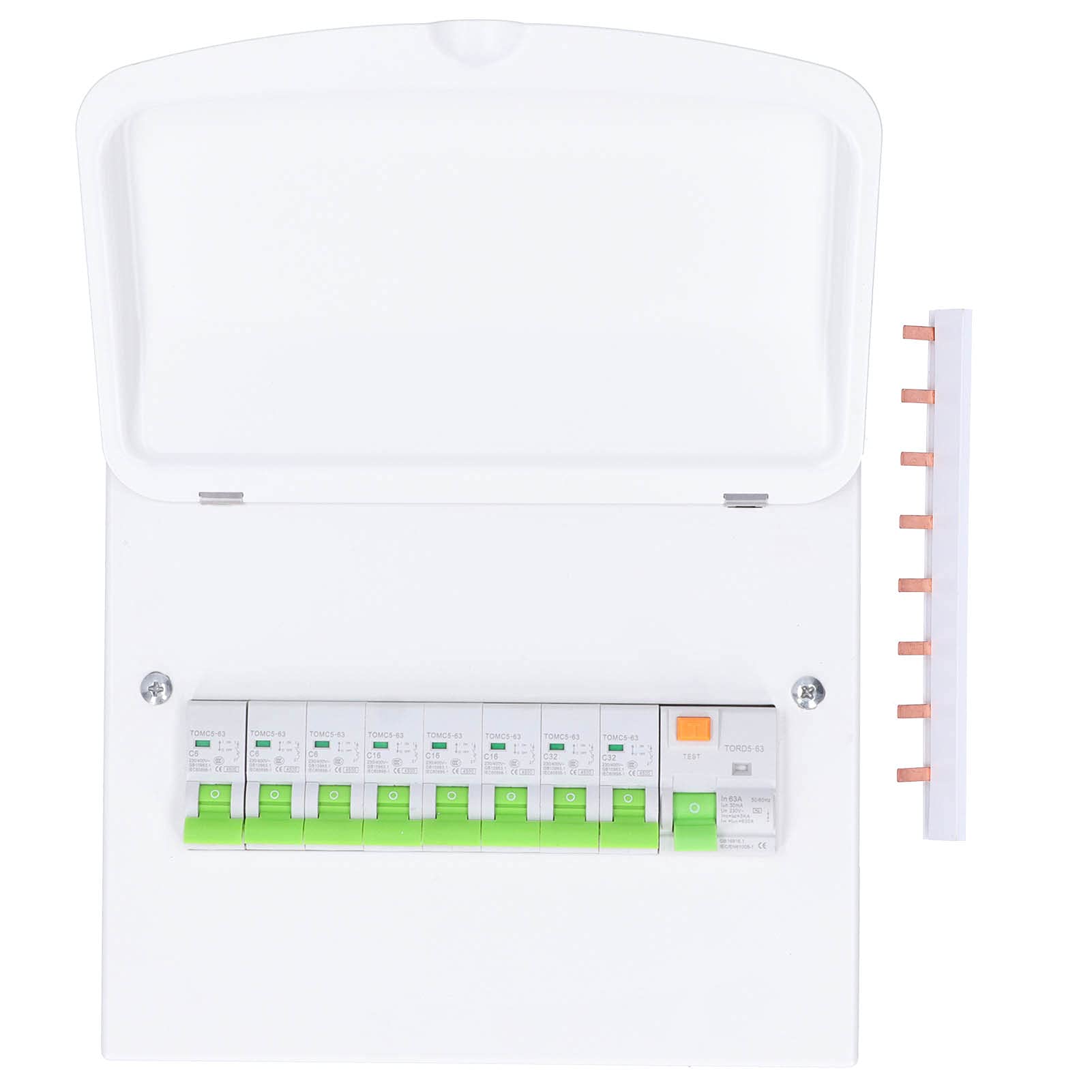 FTVOGUE Wasserdichte Verteilereinheit, 8-fach 63A 30mA RCD