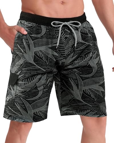 Image of BOJIN Mens Swim Trunks 9 inch Quick Dry Stretch Swim Shorts Mesh Lining Bathing Suits Swimwear Beach Shorts with Pockets