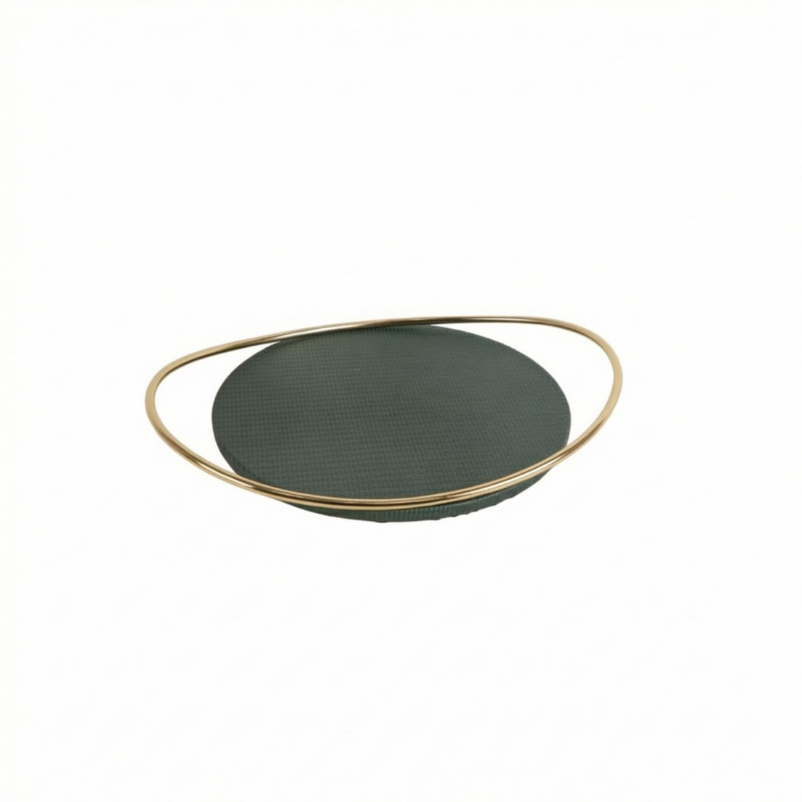 Amagogo Industrial Tablett Ovales Serviertablett, Grünes Leder, Goldener Griff, 38 30 5cm