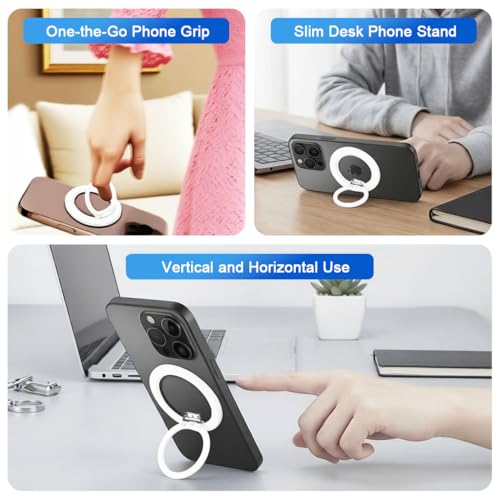 Image of ZORBES Magnetic Phone Ring Grip 360 Swivel Phone Grip Ultra Slim Folding Metal Phone Ring Phone Desk Stand Phone Support