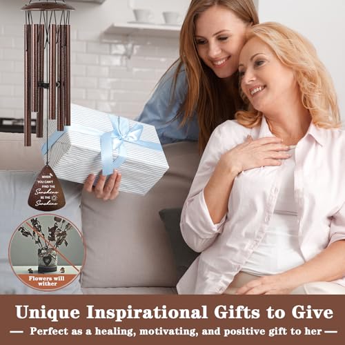 Image of Get Well Gifts for Women Men, 32 inch Bronze Wind Chimes Inspirational Gifts for Women, Cheer Up Positive Sending You Sunshine Get Well Soon Gift Baskets