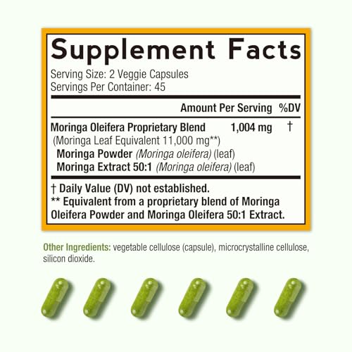 Doctor's Recipes Moringa 11,000 mg Strength, Complete Green Superfood, Natural Antioxidant Support, Non-GMO, 90 Vegan Caps, No Caffeine Soy Gluten - Image 3