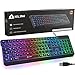 KLIM Chroma Gaming Tastatur QWERTZ DEUTSCH mit Kabel USB + Neue 2022 Version + Langlebig, Wasserdicht, Leise Tasten + RGB Gamer Tastatur für PC Mac Xbox One X PS4 PS5 Tastatur + Schwarz