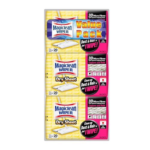 MAGICLEAN Wiper Dry Sheets 20ct (Pack of 3) Pink & Yellow