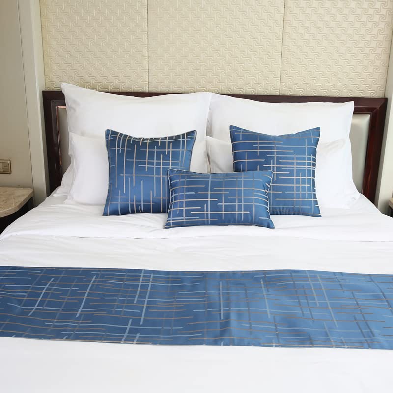 Nordic Blue Jacquard Bettläufer 45x240cm Home Decor Home Hotel Bettläufer