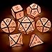 Haxtec Glow in The Dark Metal DND Dice Set Gold Pink D&D Dice for Dungeons and Dragons-Gold Glowing Red/ Cream Pink