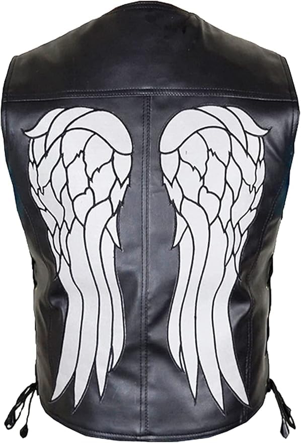 Daryl Dixon Angel Wings Vest | Walking Daryl Dixon Angel Wing Faux Leather vest Dead | Governor Daryl Dixon Vest4