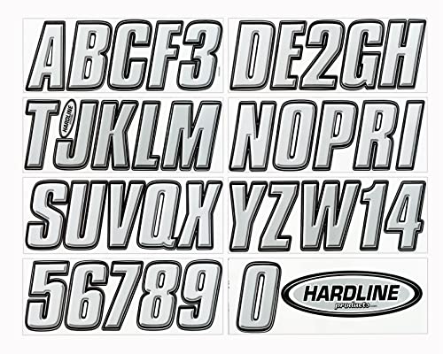 Hardline Products USA Series 800 3-Inch Boat Registration Numbers Kit Silver/Black USCG Compliant Marine Vinyl Lettering Decals 3D Airbrush Style Sticker Set for Boats Pontoons & PWCs