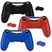 immagine 3ASIV Silicone Protezione Pelle Custodia Caso Copertura Antiscivolo per PS4 Controller (3 Pz, Nero + Rosso + Blu) con 6 Pz Thumbsticks