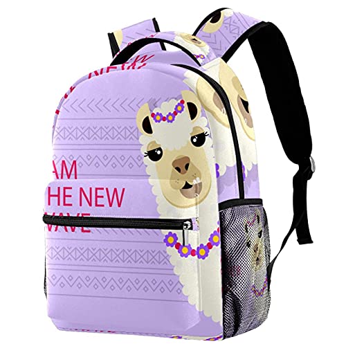 Sac à dos alpaga rose et cactus pour l'école des filles et adolescents