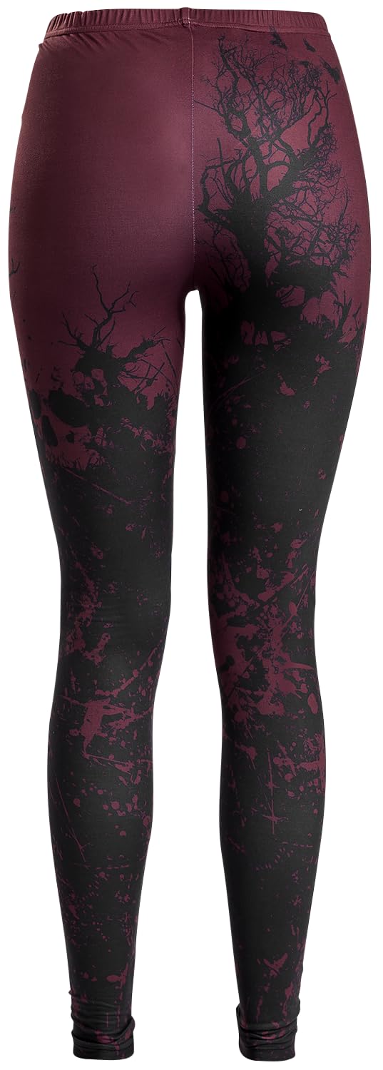 Black Premium by EMP Mujer Leggings Rojo Oscuro con Estampado Allover