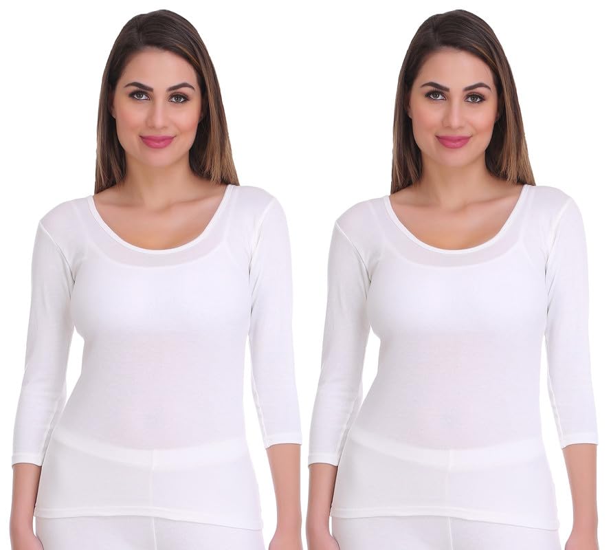 selfcare Womens Solid Polycotton Round Neck 3/4 Sleeve Innerwear Thermal Vest-picture-52