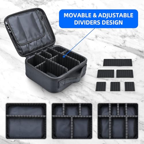 Image of SHAMAX Professional Makeup Case Organizer Bag for Women, Travel Cosmetic Kit Vanity Box with Adjustable Dividers, Portable Beauty Makeup Organiser & Cosmetic Travel Pouch | (Black)