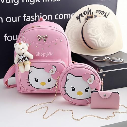 Image of ShopyVid Girls 3-PCS Mini Leather Backpack Sling & Pouch Set for Women's /Rakhi gift for Sister