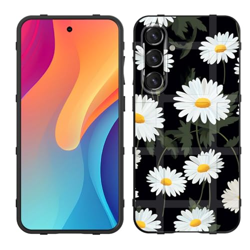 GFEWYTJYJ for Galaxy S25 Case,Fashion Shock-Absorption Flexible TPU Bumper Soft Rubber Protective Phone Case Cover for Samsung Galaxy S25 6.2" 2025,White Daisy Flower - image 1