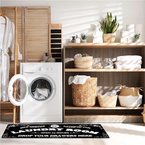Zoke Laundry Room Rug Runner Stylish Non-Slip Laundry Room Mat 24"x72", Versatile, Waterproof Runner for Laundry, Kitchen, and Bathroom, Mudroom Decor and Farmhouse Charm