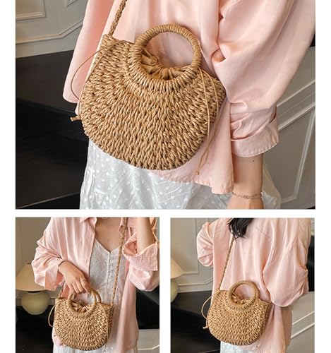 Straw Purse for Women, Beach Bag Summer Woven Clutch Purses, Cloud Crossbody Shoulder Bags Spring Handbag 20253