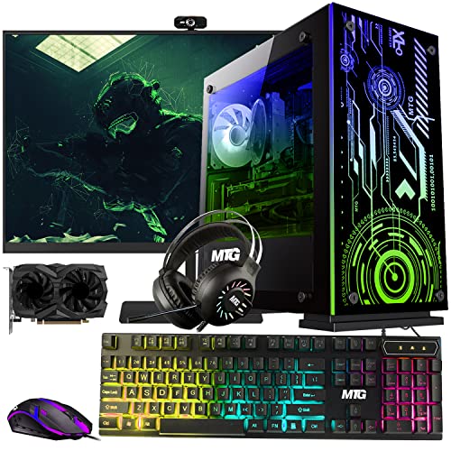 MTG Aurora 4C Gaming Tower PC- Intel Core i7 4th Gen, GTX 1660 Super 6GB GDDR6 192bits Graphic, 16GB Ram, 512GB Nvme, New MTG 27 Inch Monitor, RGB Keyboard Mouse, Headphone, Webcam, Win 10