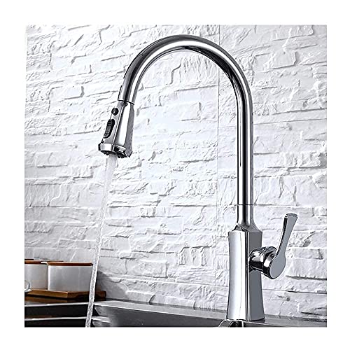 Mitigeur de cuisine en laiton doré brossé avec douchette extractible rotative