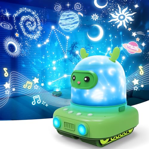 Image of 3 in 1 Cute Deer Star Projector - 7 Films & 8 White Noises Kids Room Decor Night Light Rechargeable Bluetooth Lamp for Boy & Girl for Baby's Bedroom