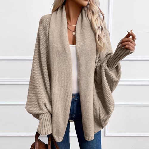 Cardigan Sweaters for Women,2025 Fall Fashion Kimono Batwing Cable Knitted Slouchy Oversized Wrap Cardigan Sweater2