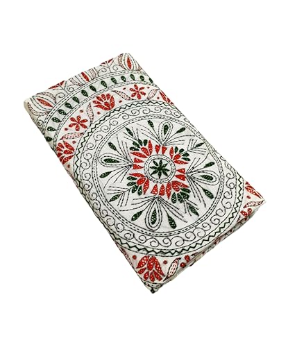 Image of SHRISTI CLOTHINGS Women's Hand Embroidered Cotton Silk Kantha Stitch Saree with Blouse Piece (SB4200924 OFFWHITED91)