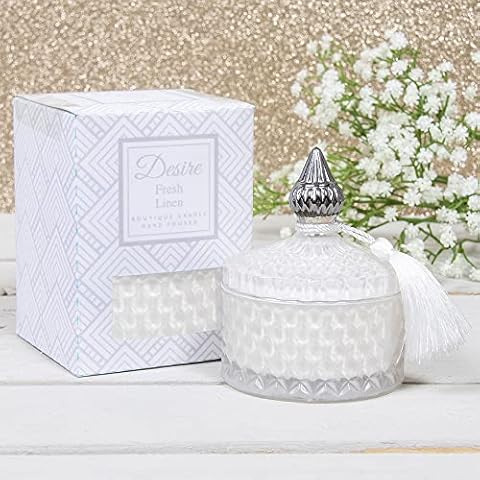 Decorative Glass Candle Jar with Fresh Linen Cover