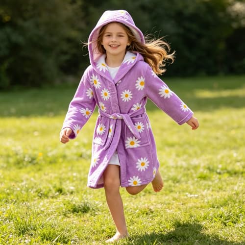 Image of Kids Bathrobe Hooded Plush Fleece Robe for Girls Boys