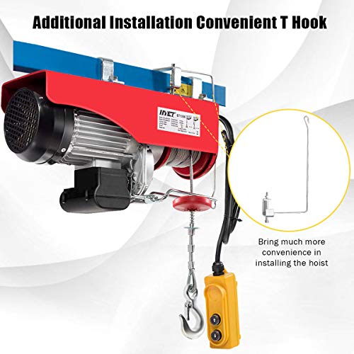 Goplus 2200 lbs Lift Electric Hoist Crane Remote Control Power System, Solid Carbon Steel Wire Overhead Crane Garage Ceiling Pulley Winch with Emergency Stop Switch