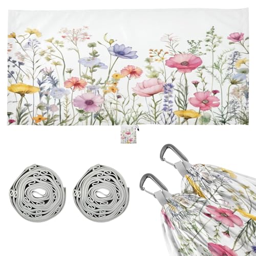 SDMKA Wild Flowers Camping Hammock, 330 lbs with 2 Tree Straps, Carry Bag, Single Portable Hammock for Outdoor/Indoor, Hiking, Beach, Backpacking, Travel