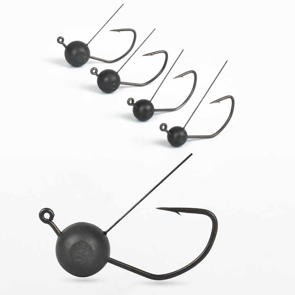 10Pcs Tungsten Wacky Jig Heads, Weedless Wacky Rig Hook Jig Head Finesse Jig for Soft Plastics/Wacky Worms Bass Fishing