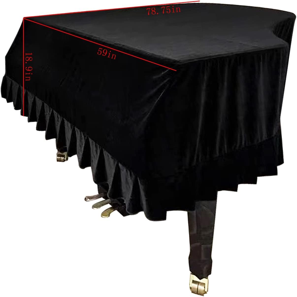Copertura per pianoforte a coda verticale standard da 70", in morbido velluto, copertura antipolvere con macramè, protegge da polvere e graffi (A, M)
