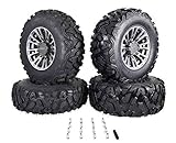 MASSFX SL 25x8-12 25x10-12 ATV Tires with QUAKE Gunmetal 12x7 4/156 Rims UTV Wheel and Tire Kit with...