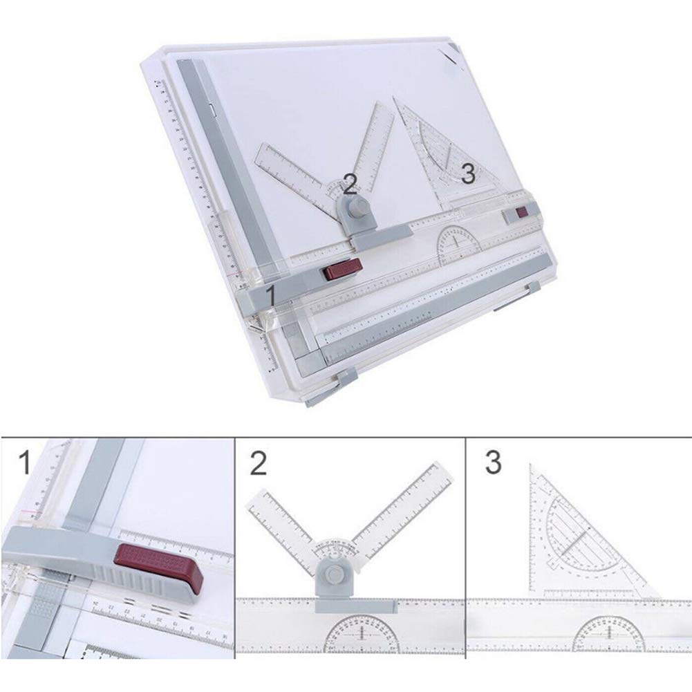 Mesa de dibujo con sistema de movimiento paralelo, medición de ángulo ajustable para dibujo y bocetos de precisión, ideal para artistas y diseñadores