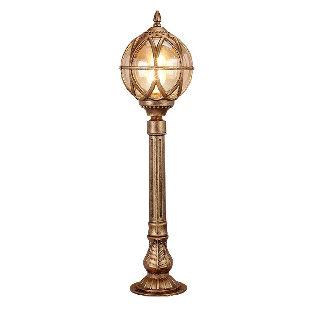 GTHTUHFD Creative Bronze Aluminum Glass Lawn Lantern Traditional Mediterranean Ball Ip65 Waterproof Streetlight European Courtyard Lantern Antique Rustic Globe E27 High Brightness Gla,2.1M