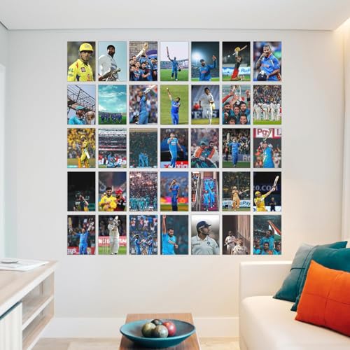 Image of Wallgasm Cricket Collage Kit - Set of 54, 4 x 6 Inches Posters | Poster Set For Room, Wall Art for Bedroom, Gym, Office (Cricket)