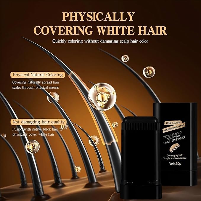 Image of 2-in-1 Instant Hair Color Stick & Comb, Portable Hair Dye Comb for Gray Hair Coverage, Long-Lasting Waterproof and Sweat-Proof for Women & Men, Quick Root Touch-Ups Portable Correction Sticks (Black)