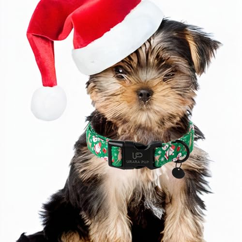 Image of Christmas Santa Claus Dog Collar, Cute Christmas Elk Collar for Puppy Girl Boy Dog, Adjustable Green Dogs Collars for Small Medium Large Dogs